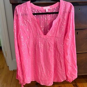 Lilly Pulitzer Hot Pink Tunic with Metallic Gold Dots